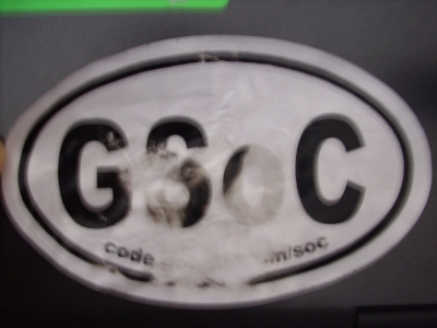 My GSoC sticker with washed out letters after a demanding week of ROMA 2010